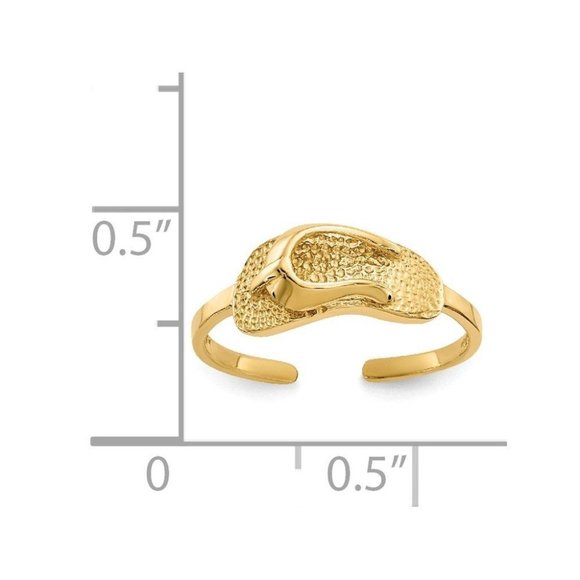 14k Yellow Gold Solid Toe Ring Sandal Adjustable - Picture 2 of 4